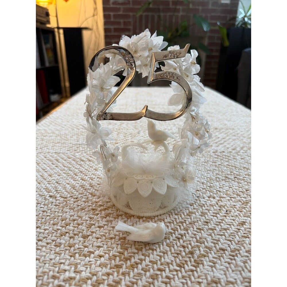 Vintage 25th anniversary cake topper